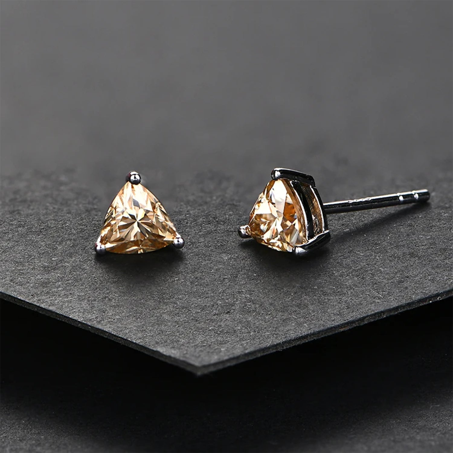 Golden Triad Moissanite Stud Earrings